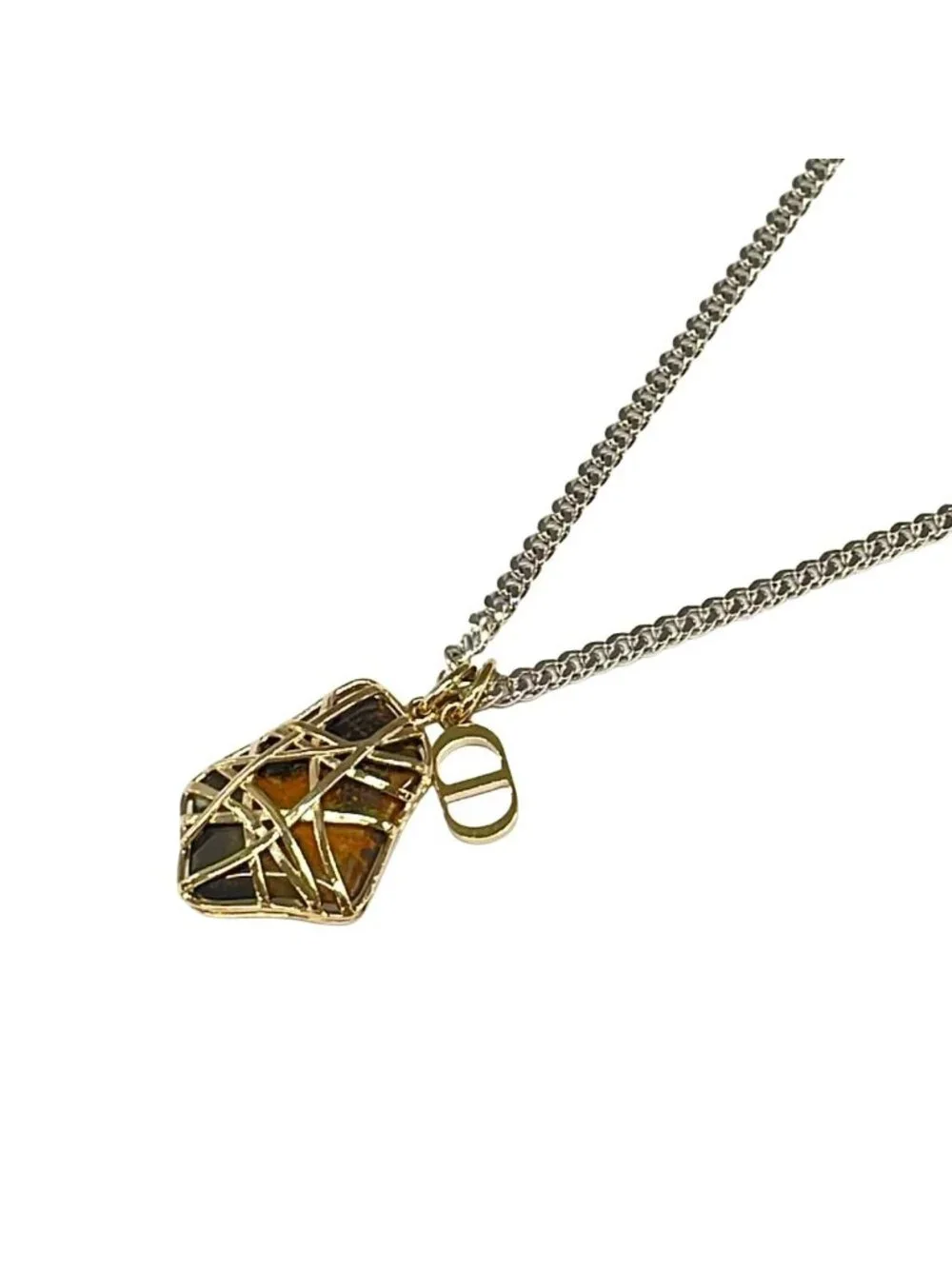 Dior Necklace Gold Silver Dark Brown